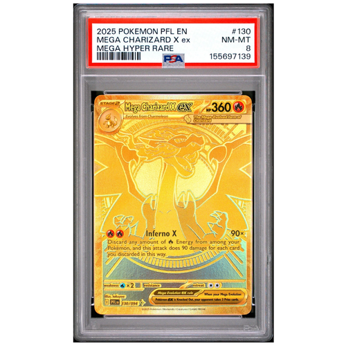 Mega Charizard X ex (130/094) | PSA 8 - Phantasmal Flames