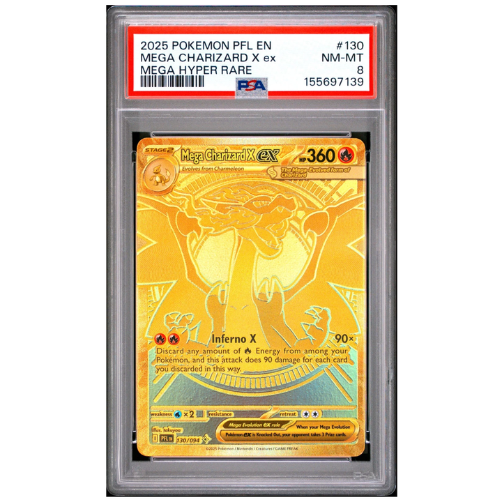 Mega Charizard X ex (130/094) | PSA 8 - Phantasmal Flames
